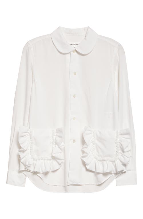 Comme Des Garcons Girl Comme Des Garçons Girl Ruffle Pocket Broadcloth Button-up Shirt In White
