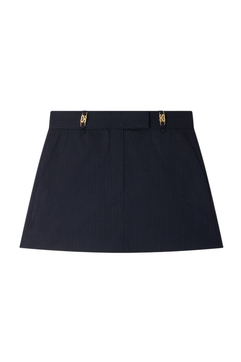 Striped wool skort, Alternate, color, Navy blue