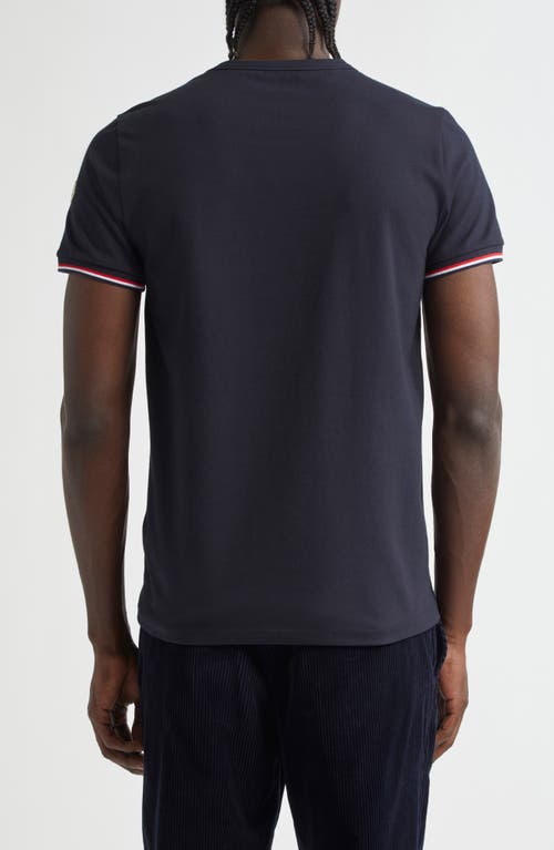Moncler Tipped Cotton Stretch Jersey T-shirt In Navy/navy