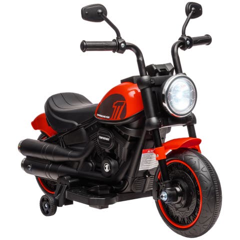 6V Kids Motorcycle with Training Wheels Single Button Start Headlight