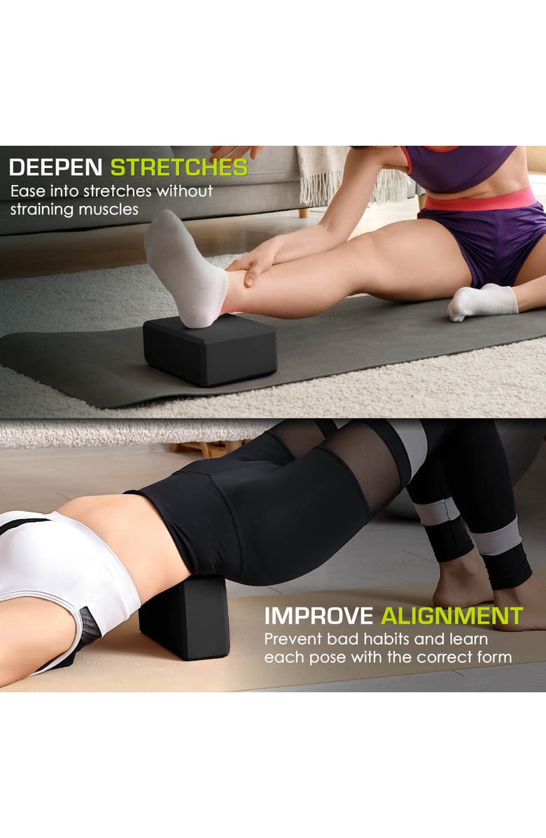 ProsourceFit Foam Yoga Blocks, Alternate, color, Black