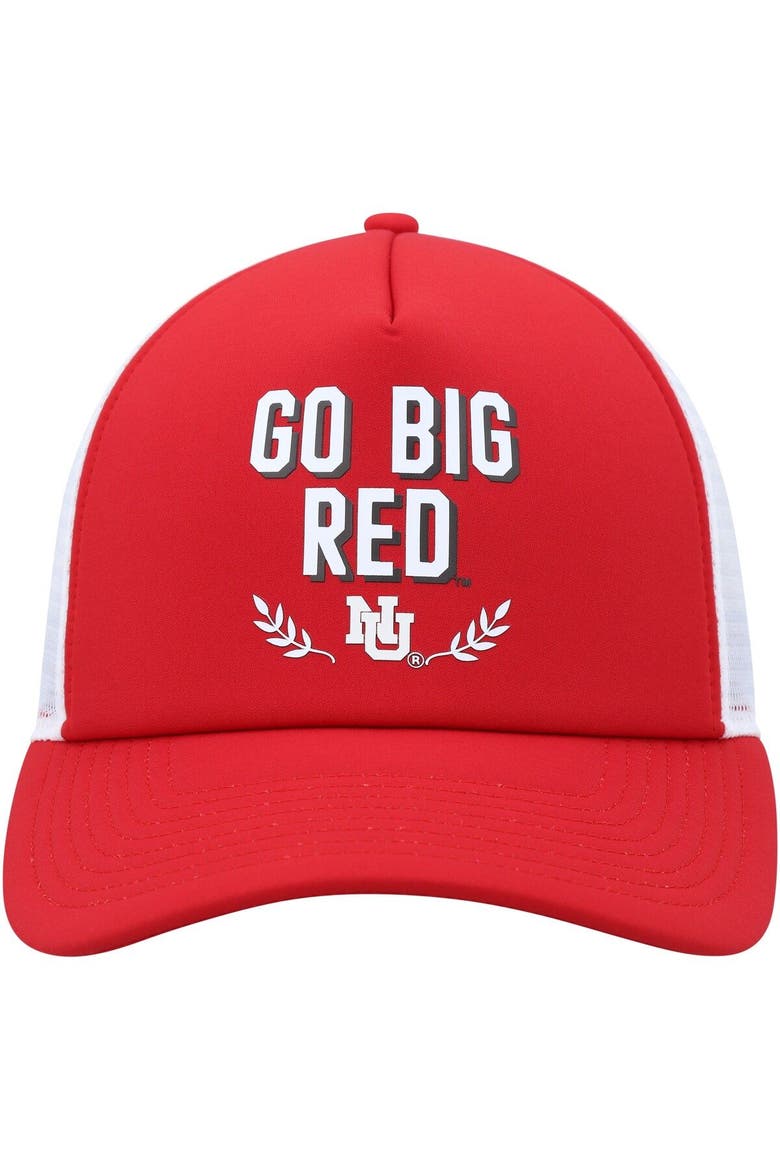 Men's adidas Scarlet Nebraska Huskers Phrase Foam Front Trucker Adjustable Hat, Alternate, color, Scarlet