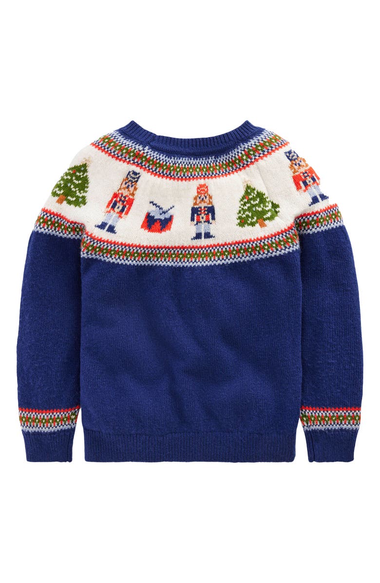 Mini Boden Kids' Fair Isle Crewneck Sweater, Alternate, color, Medieval Blue Nutcracker