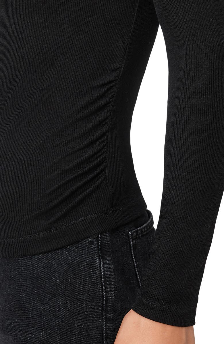 AllSaints Rina Mock Neck Long Sleeve Rib Top, Alternate, color, Black