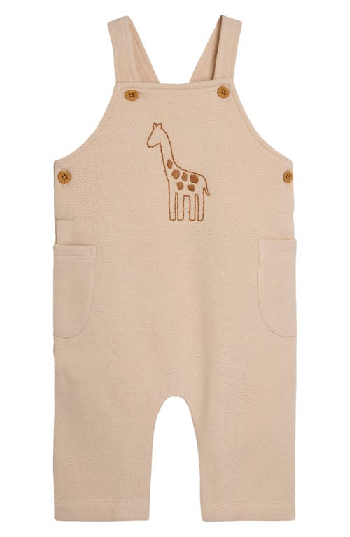 Jojo Maman Bébé Jojo Maman Bebe Giraffe Embroidered Overalls & T-shirt Set In Stone