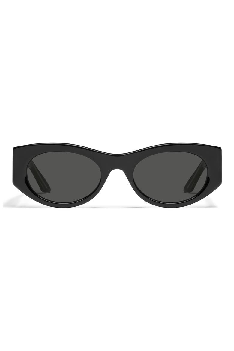 So What 53mm Round Sunglasses, Main, color, BLACK/ SMOKE