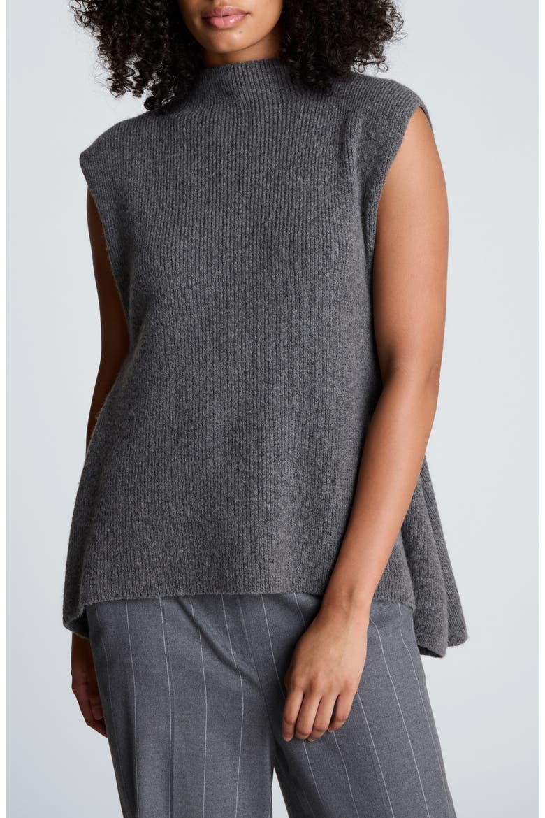Mock Neck Sleeveless Sweater, Main, color, MEDIUM HEATHER GREY