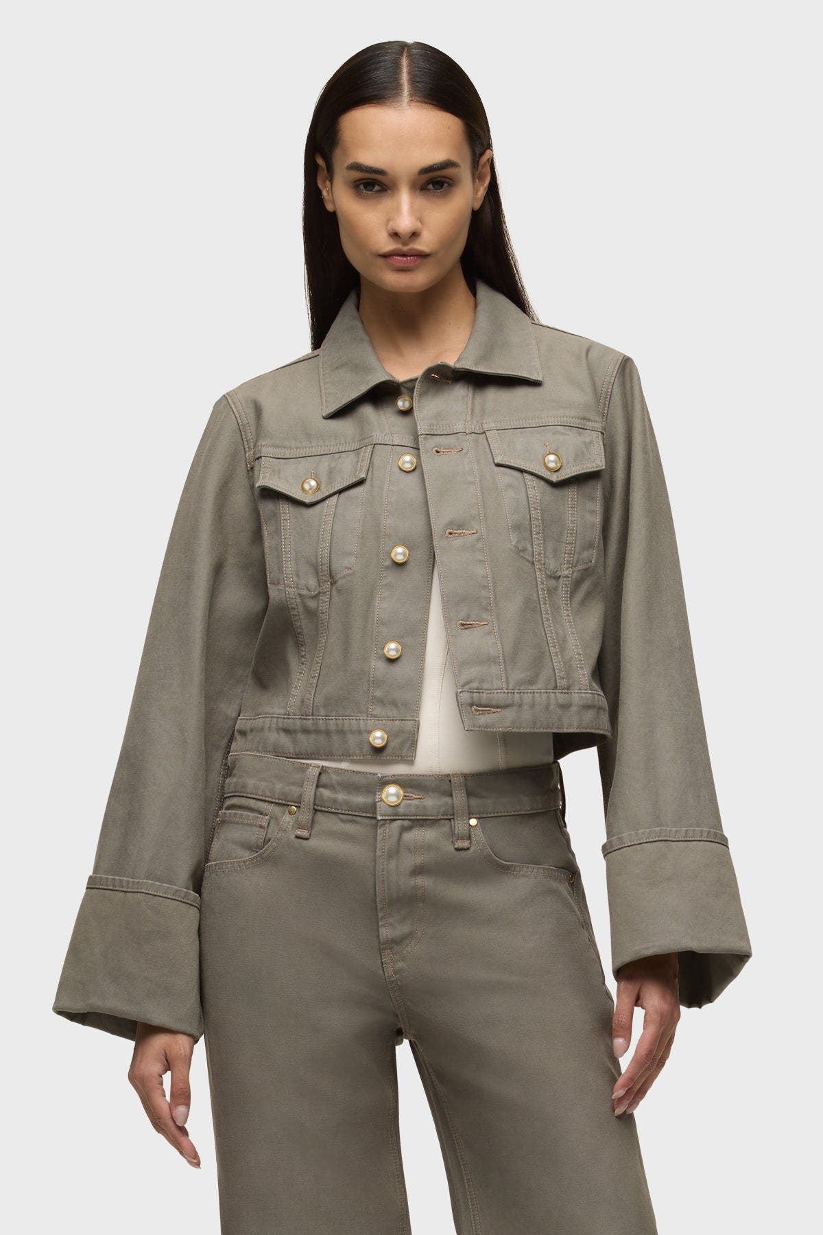 Cuffed Cropped Jacket