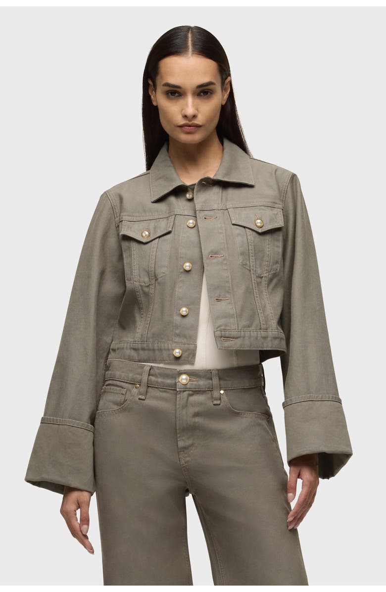 Hudson Jeans Cuffed Cropped Jacket, Main, color, Washed Olive