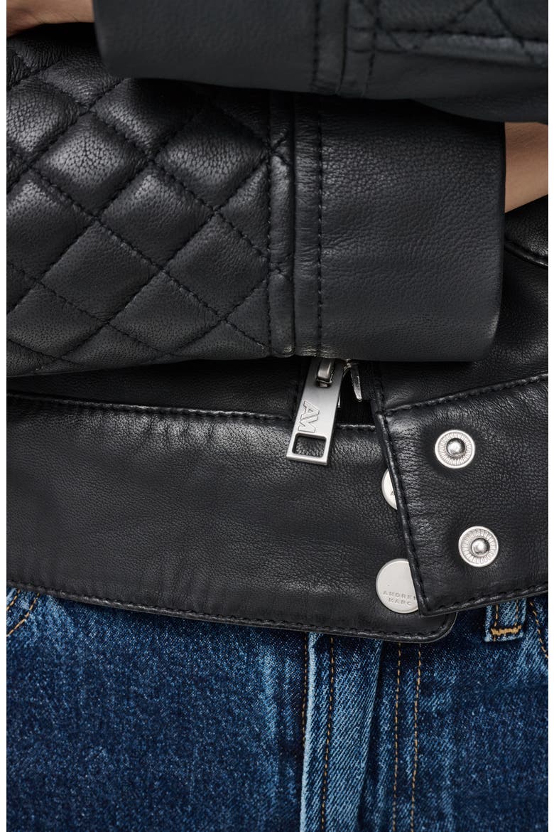 Hadley Leather Racer Jacket, Alternate, color, BLACK