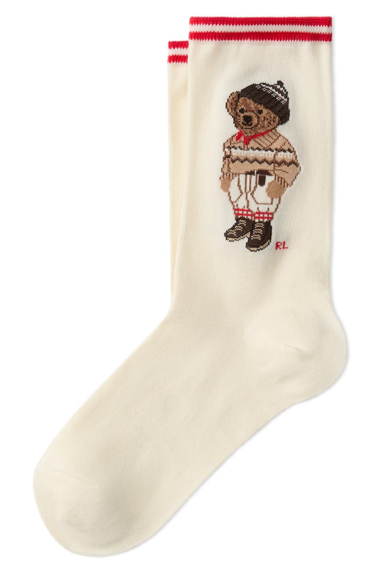 Colorado Bear Crew Socks, Main, color, IVORY
