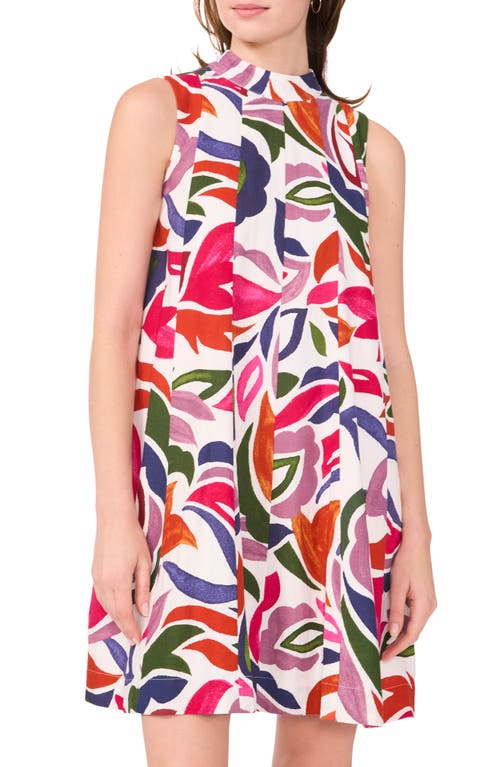 Halogenr Halogen(r) Floral Panel Linen Blend Dress In New Ivory