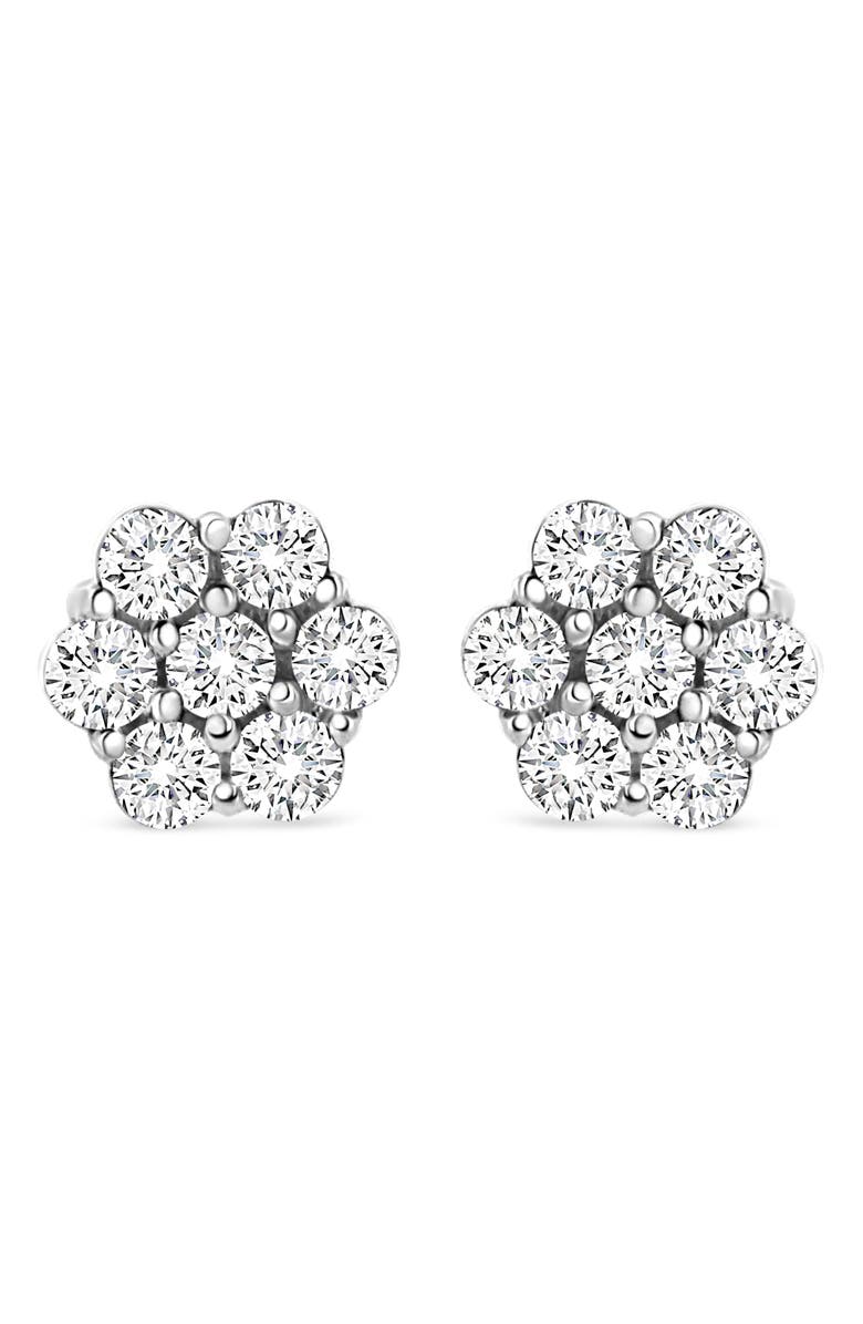 Haus of Brilliance 14K White Gold 1/2 Ct RoundDiamond Floral Stud Earrings, Main, color, White
