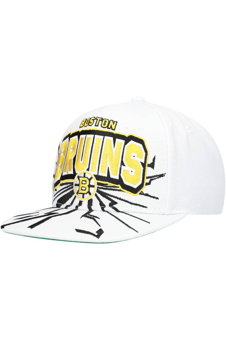 Youth Mitchell & Ness White Boston Bruins After Shock Snapback Hat, Main, color, White