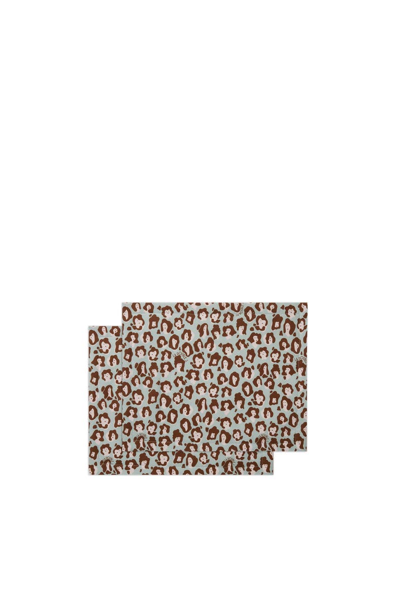 La DoubleJ Placemats Set Of 2 (35X45) Lady Leopard Acqua Acquamarin, Main, color, Lady Leopard Acqua Acquamarin