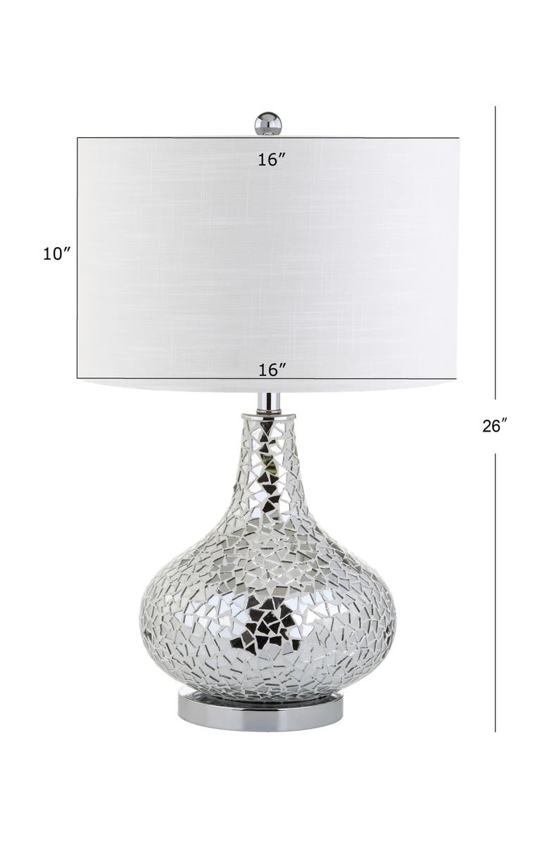 JONATHAN Y Emilia Mirrored Mosaic LED Table Lamp, Alternate, color, Silver/Gray