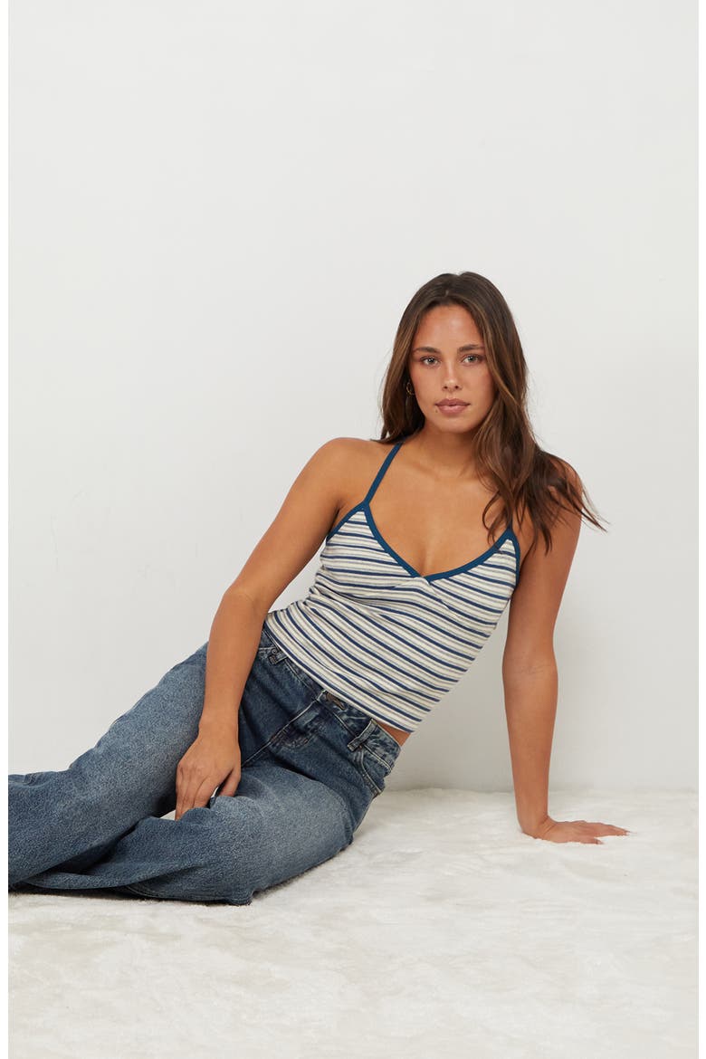 Elle Easy V-Neck Stripe Camisole, Alternate, color, BLUE