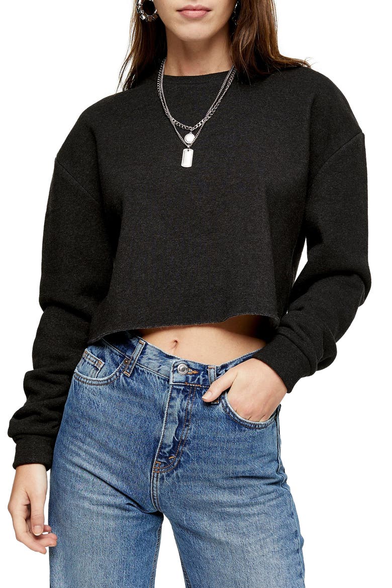 Soft Crop Sweatshirt, Main, color, BLACK
