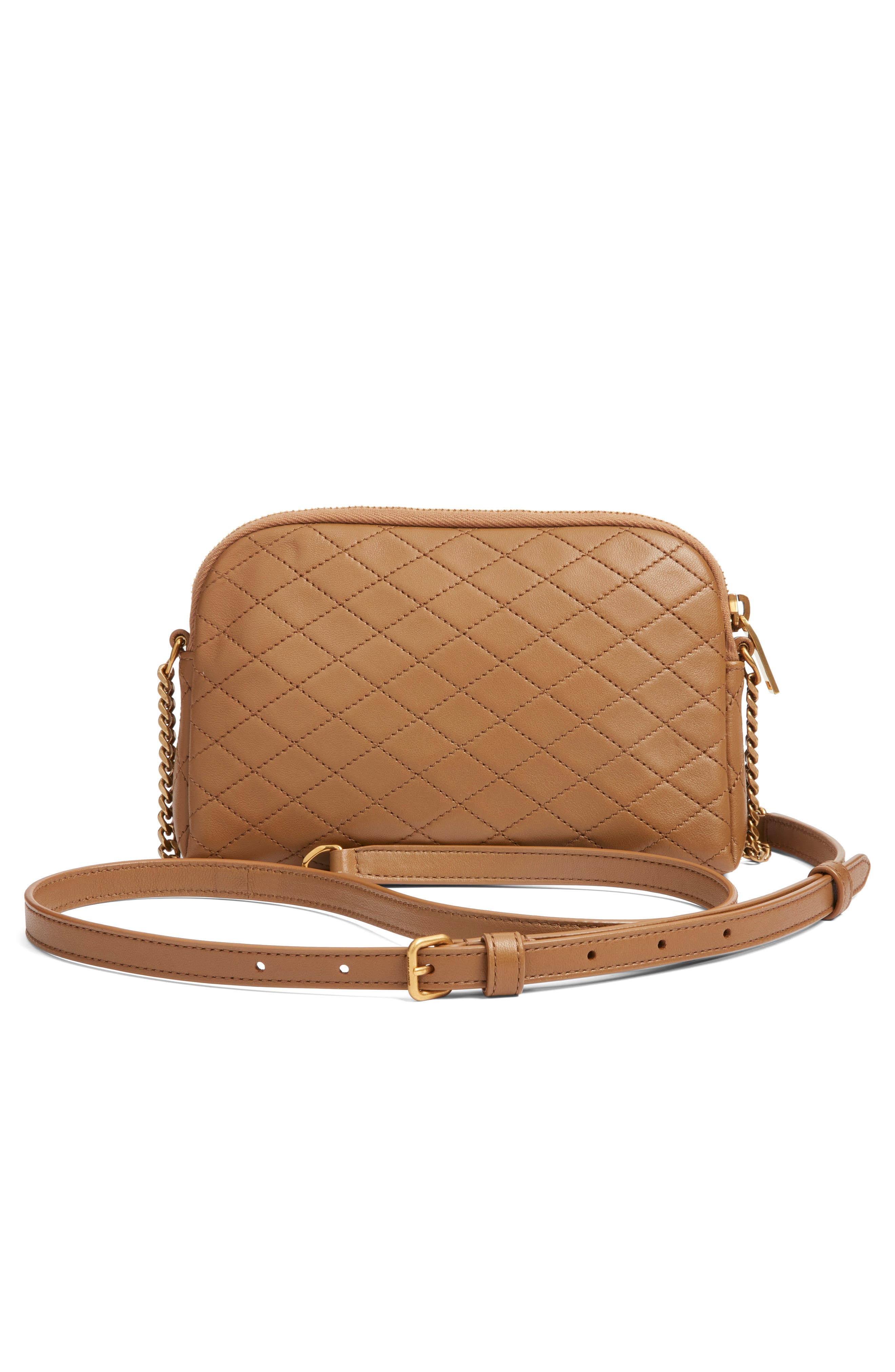 Saint Laurent Gaby Quilted Leather Crossbody Pouch, Alternate, color, Dark Cork