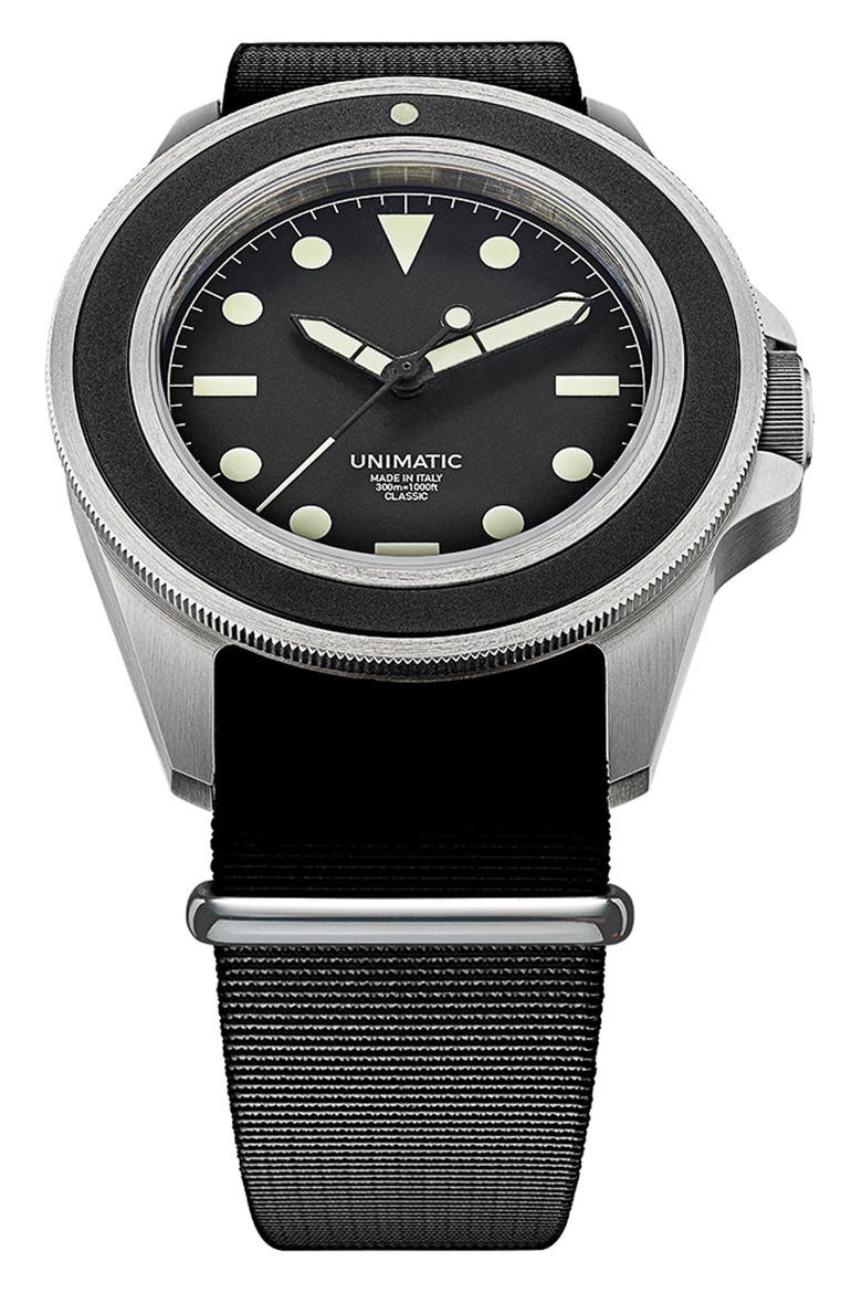 U1 Classic NATO Strap Watch, 41.5mm, Alternate, color, BLACK STEEL