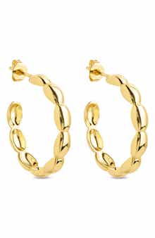 Sterling Forever Margot Bubble Textured Hoop Earrings