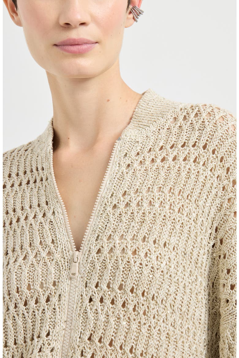 Dazzling braids cardigan, Alternate, color, Beige