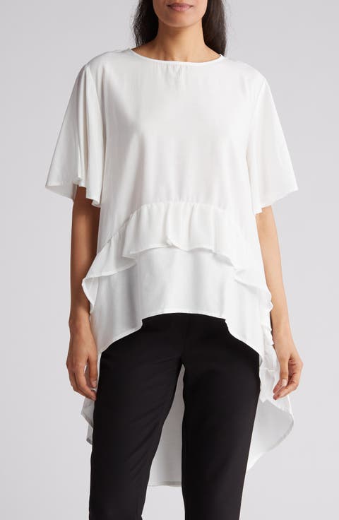 Ruffle high-Low Tunic Top