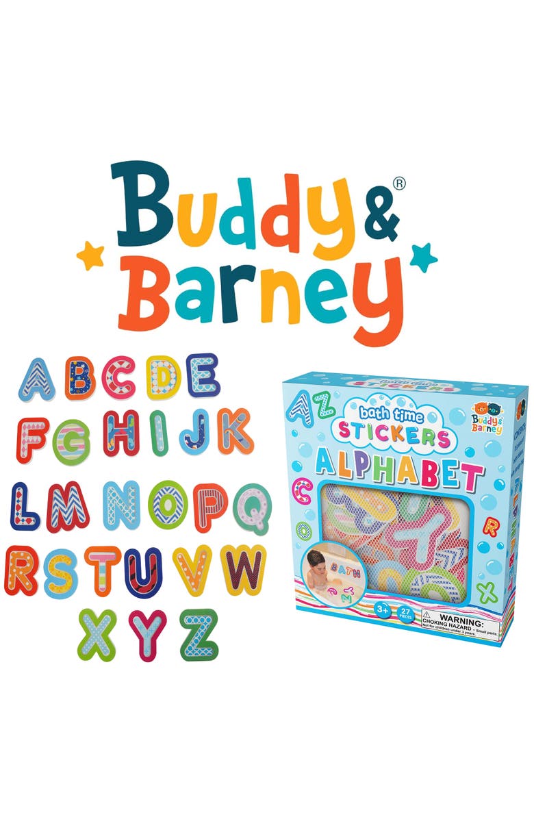 Buddy & Barney Bath Time Stickers, Alphabet, 26 Foam A to Z Letter Pieces, Kids 3+, Alternate, color, Multicolored