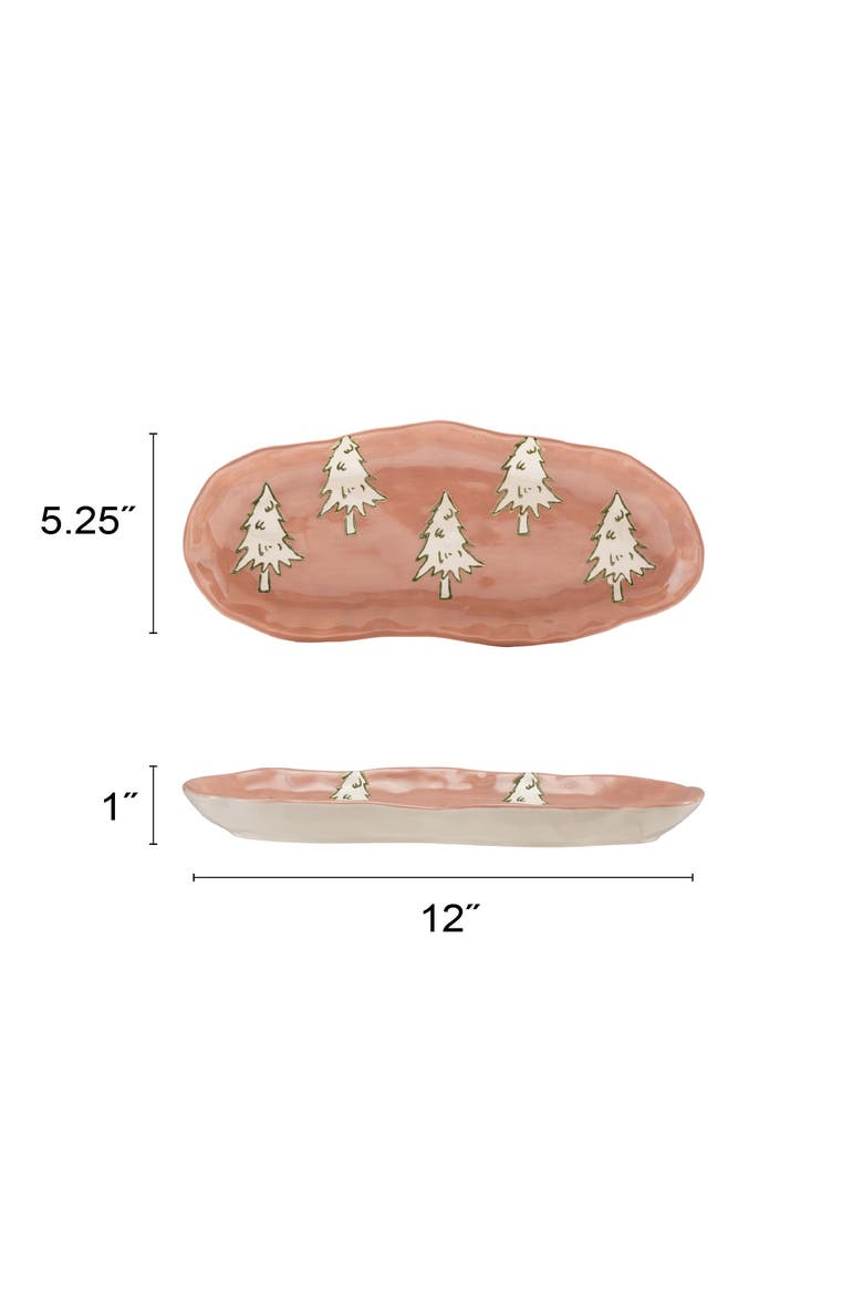 Wax Relief Stoneware Platter in Canopy, Alternate, color, Pink and White
