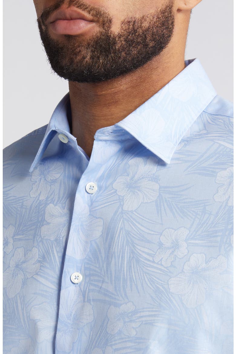 Julian Shaped Fit Print Button-Up Shirt, Alternate, color, SKY