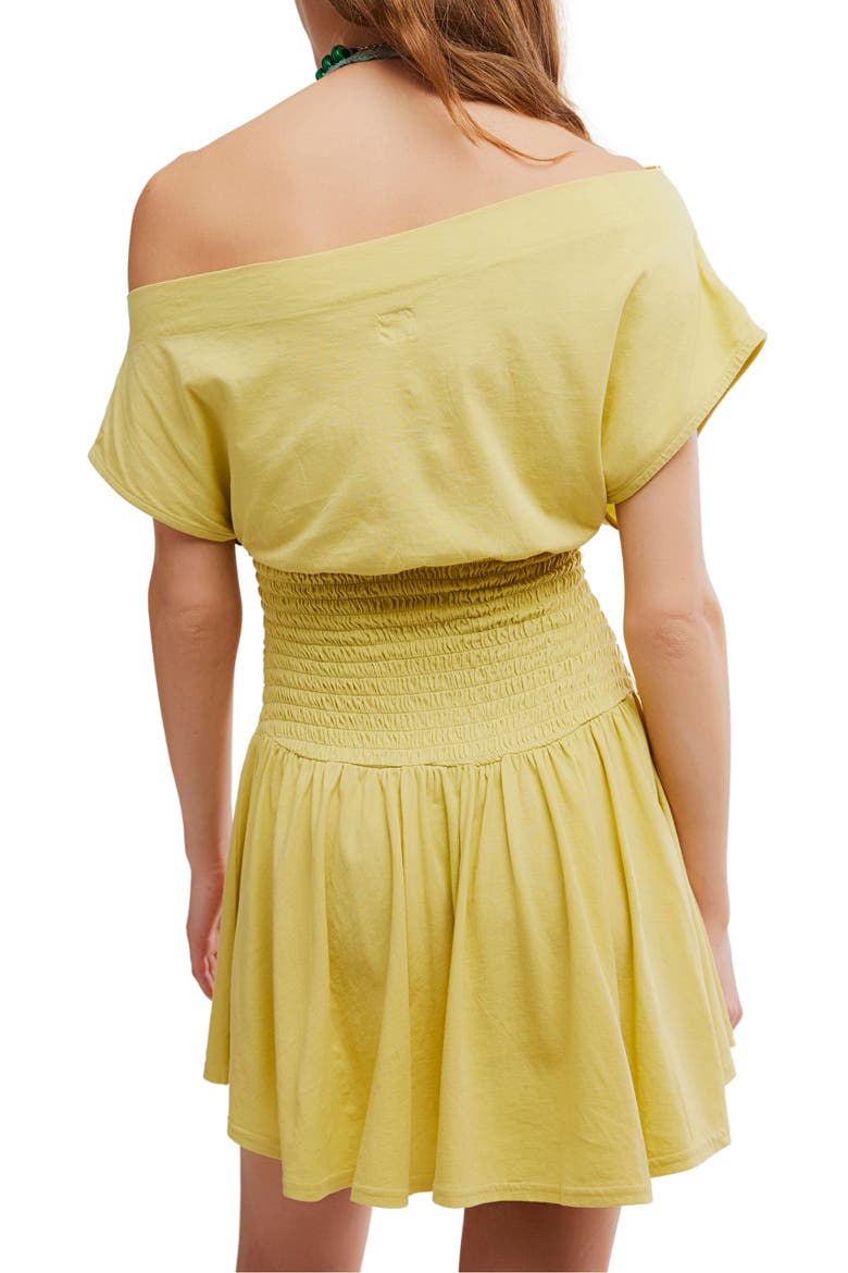 Scorching Hot One-Shoulder Cotton Minidress, Alternate, color, SILENT LIME