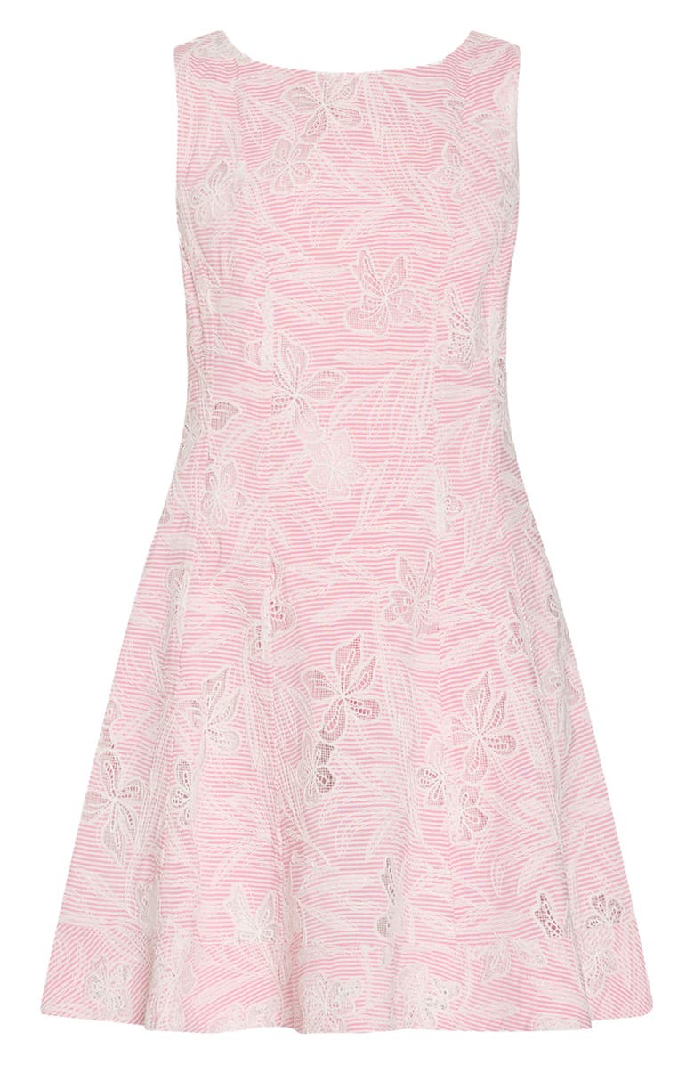 Milly Poppy Embroidered Fit & Flare Minidress, Alternate, color, Pink/ White