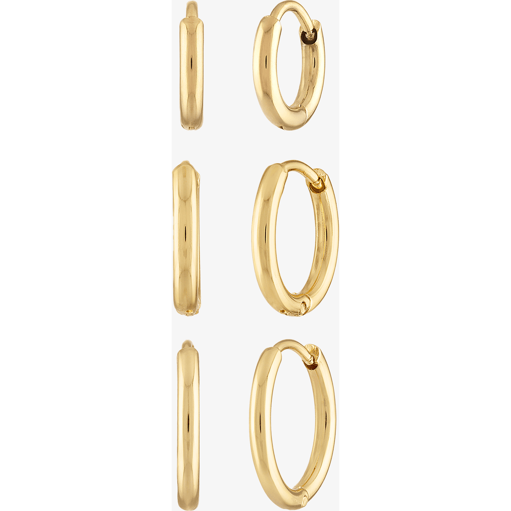 Ben Oni Set Of 3 Huggie Hoops In Gold