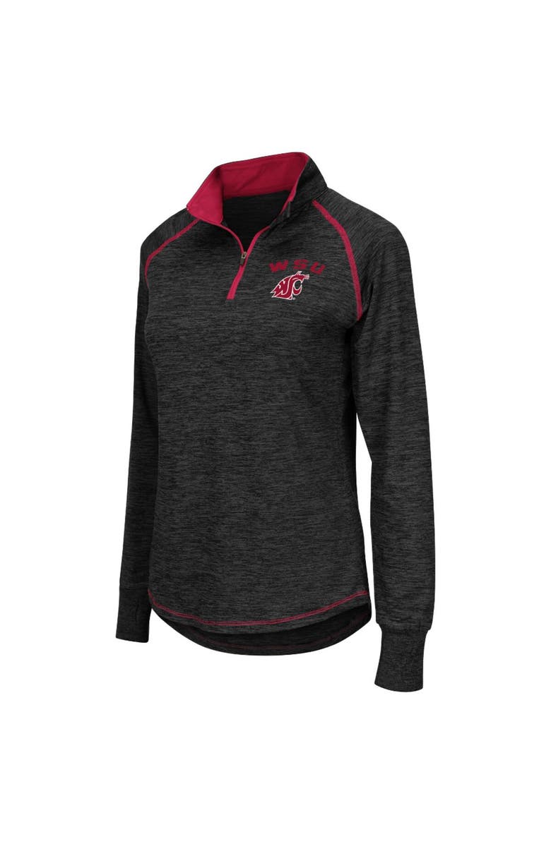 COLOSSEUM Women's Colosseum Black Washington State Cougars Bikram Lightweight Fitted Quarter-Zip Long Sleeve Top, Alternate, color,