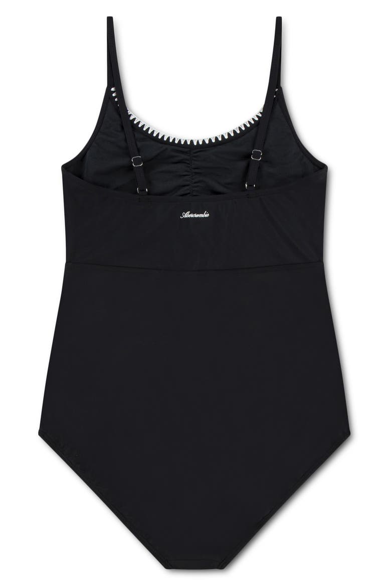 Kids' Cinched Cutout One-Piece Swimsuit, Alternate, color, BLACK BEAUTY
