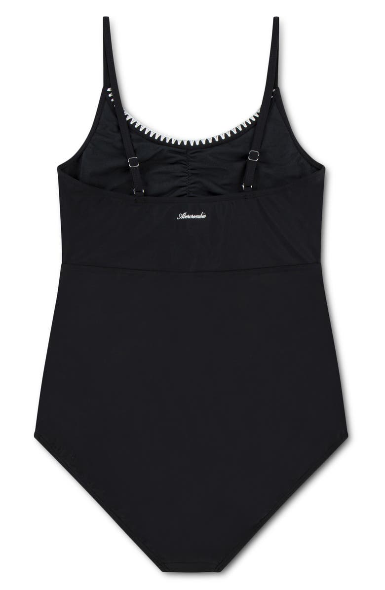 abercrombie kids Kids' Cinched Cutout One-Piece Swimsuit, Alternate, color, Black Beauty