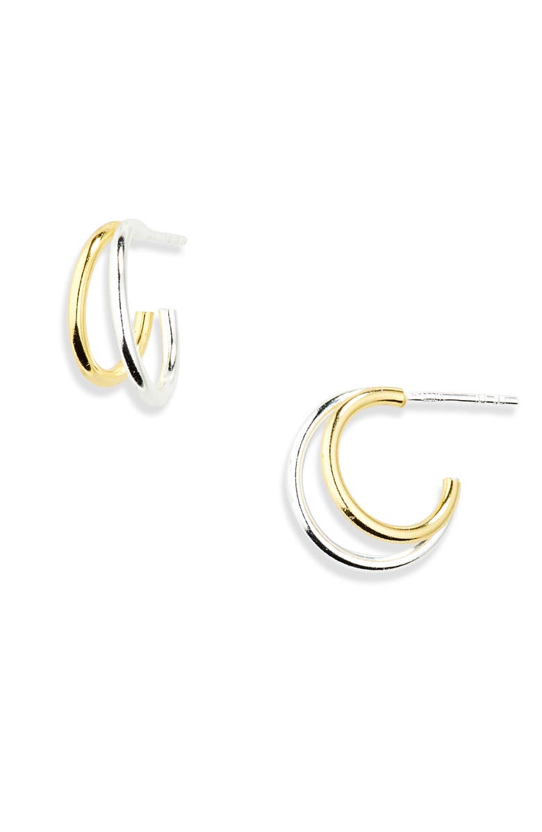 Argento Vivo Sterling Silver Two Tone Crescent Hoop Earrings, Main, color, Gold/ Silver