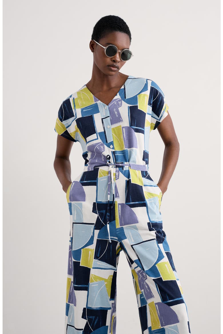Rose Trellis Wide Leg Jumpsuit, Alternate, color, BLOCK SHAPES BILBERRY