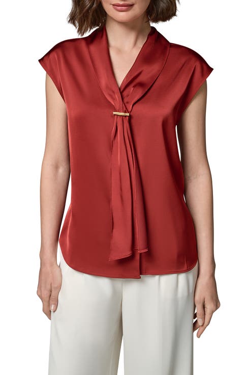 Bar Detail Satin V-Neck Blouse