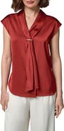 Donna Karan New York Bar Detail Satin V-Neck Blouse
