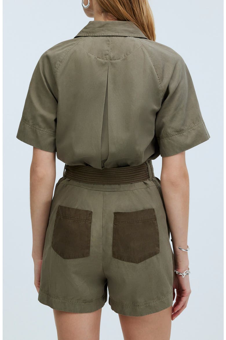 Short Sleeve Patch Pocket Romper, Alternate, color, DARK OLIVE