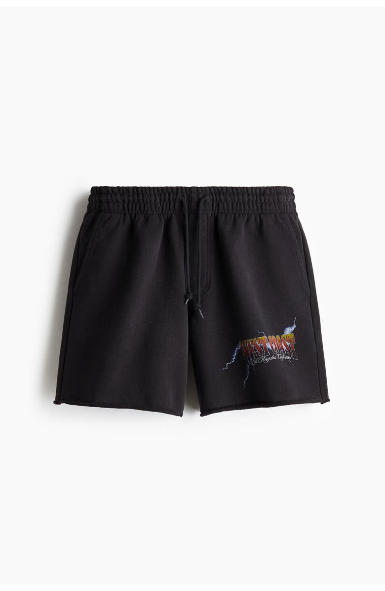 H&M Relaxed Fit Printed Sweatshorts, Main, color, Black/West Coast