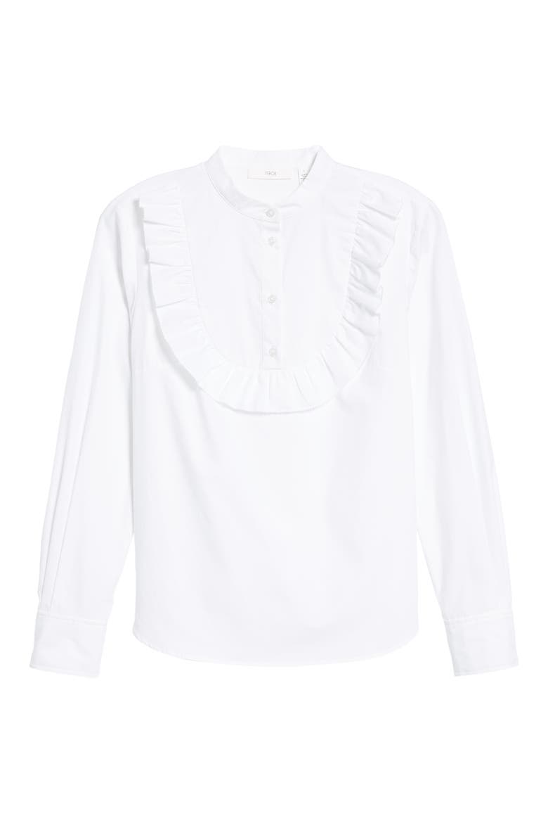 Ruffle Trim Top, Alternate, color, WHITE