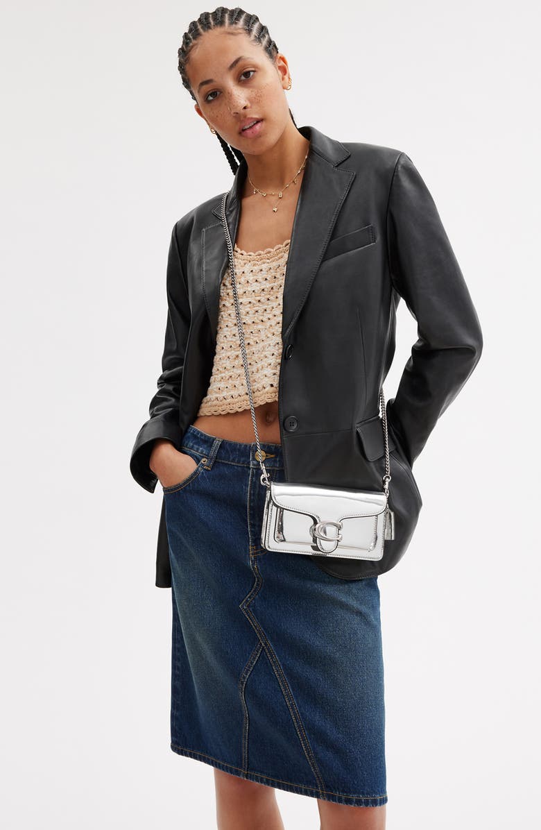 COACH Tabby Metallic Leather Wristlet, Alternate, color,