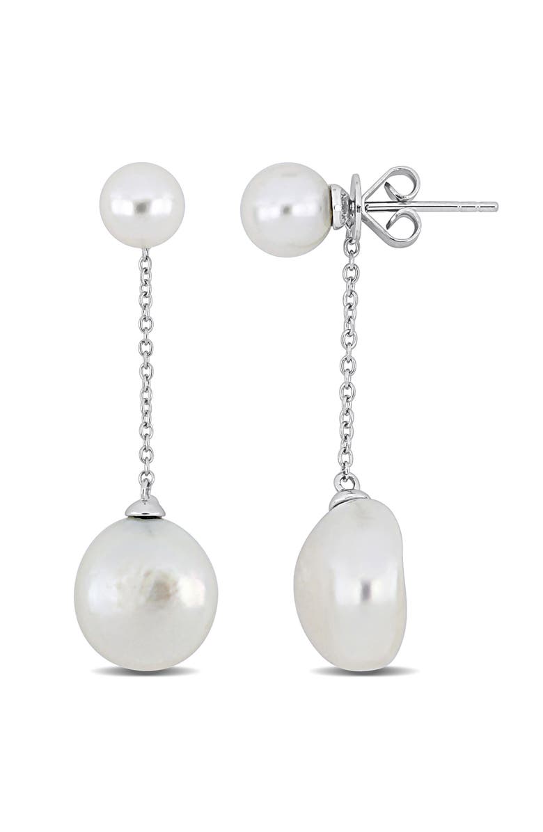 Julianna B. Freshwater Pearl Dangle Chain Earrings 10k, Main, color, 