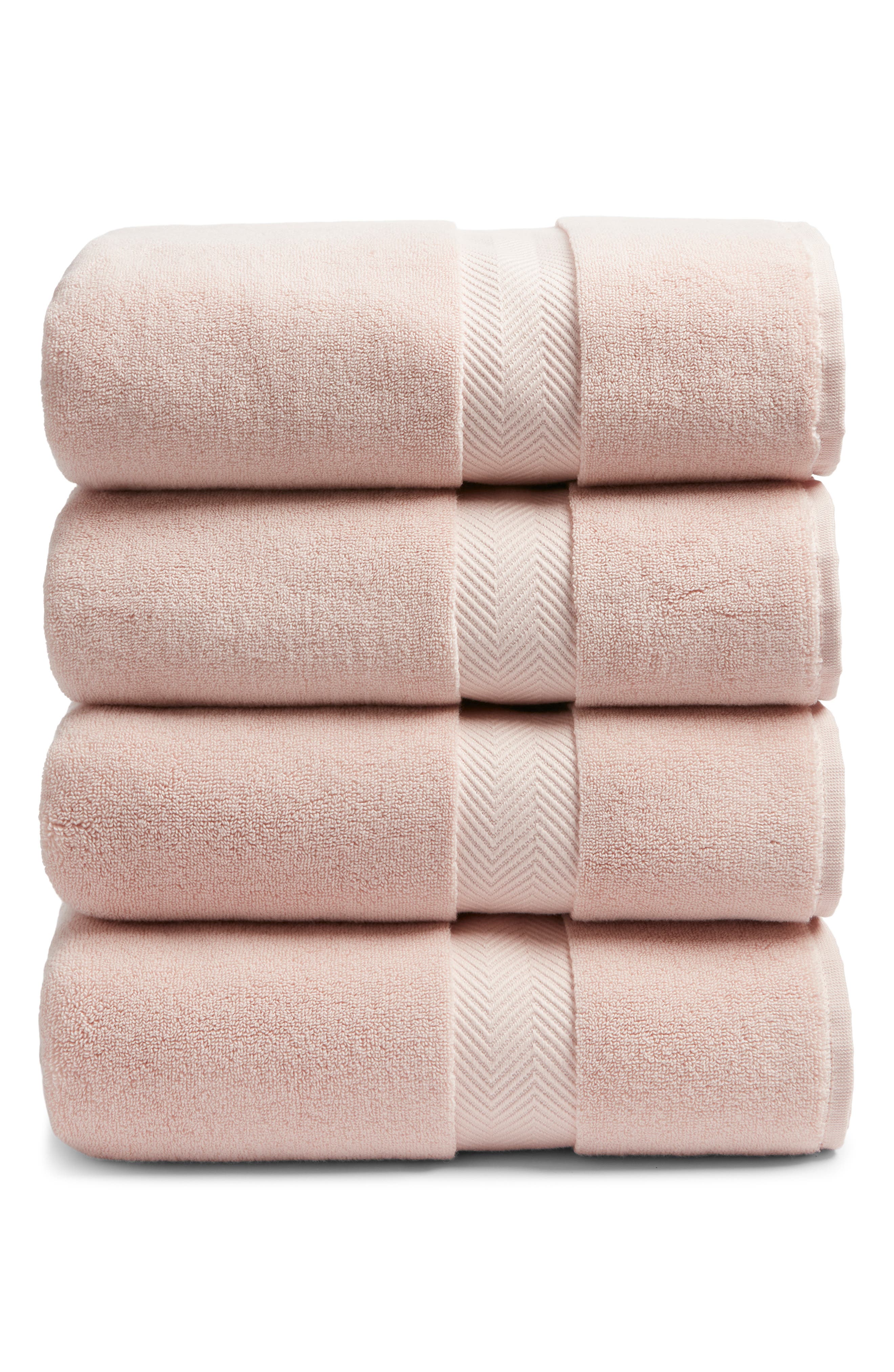 Nordstrom Organic Hydrocotton Set of 4 Bath Towels $140 Value - Pink Sepia, 4 Piece