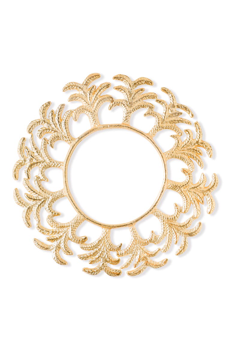 Gilded Palm Leaf Aluminum Charger, Main, color, GOLD