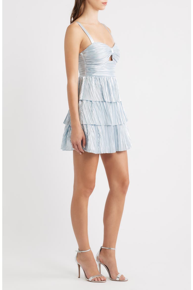Triple Tier Pleated Minidress, Alternate, color, LIGHT BLUE