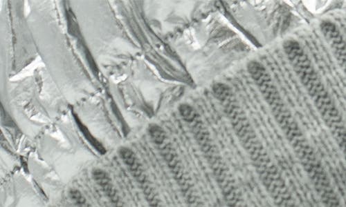 Surell Faux Fur Pompom Puffer Beanie In Silver