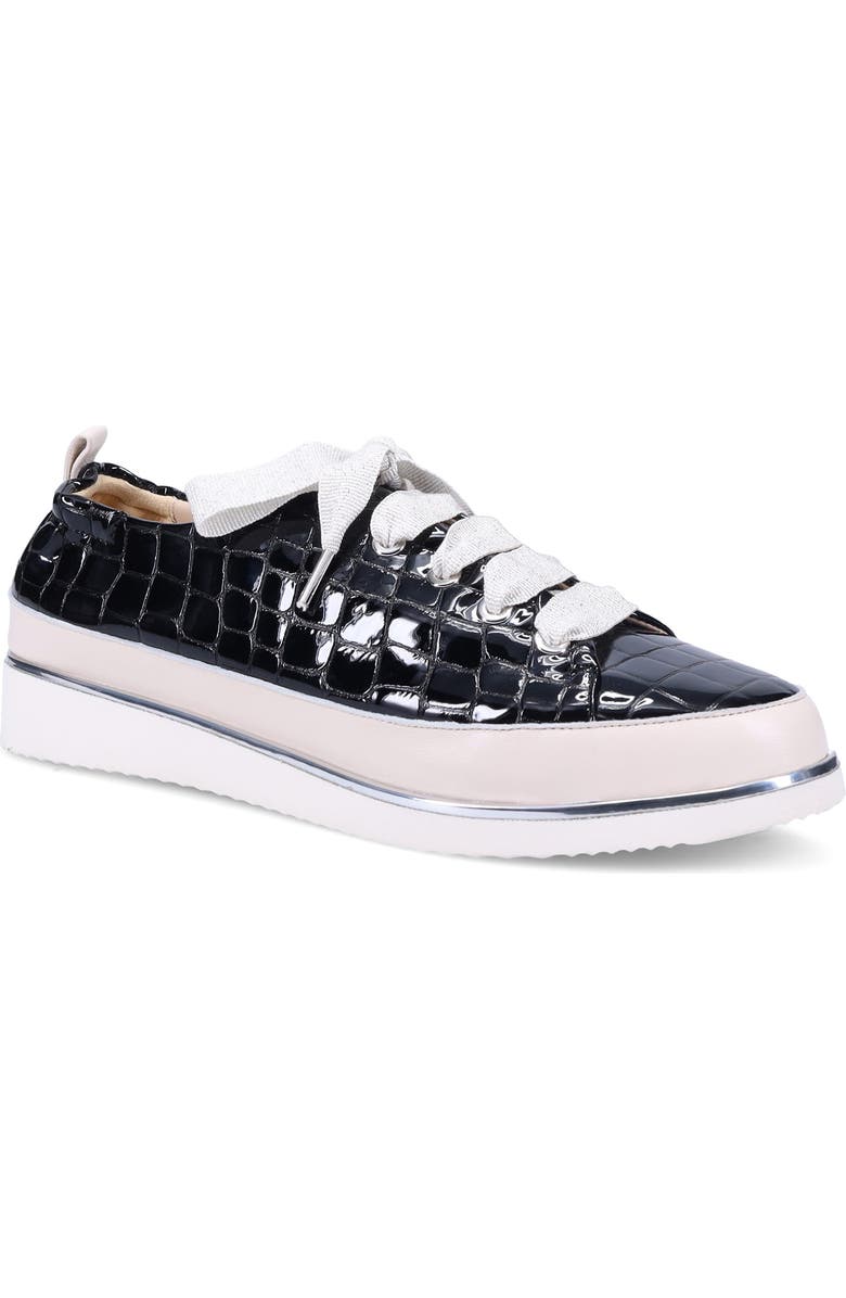 Ron White Novella Avara Croc Embossed Leather Sneaker, Main, color, Onyx
